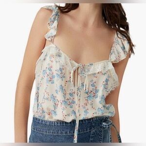 Floral Lace Trim Top